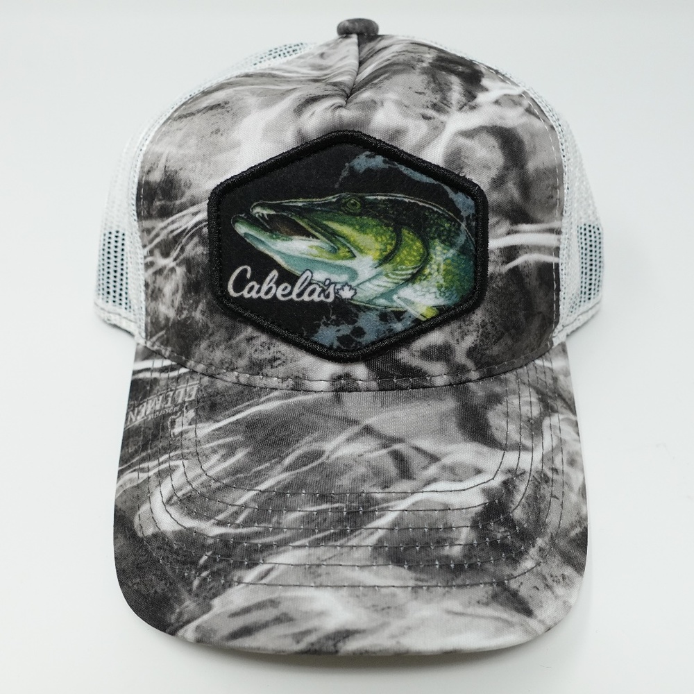 Cabela's Fishing Hat Cap Mens OSFM Mossy Oak Element Gray Watermarks Adjustable